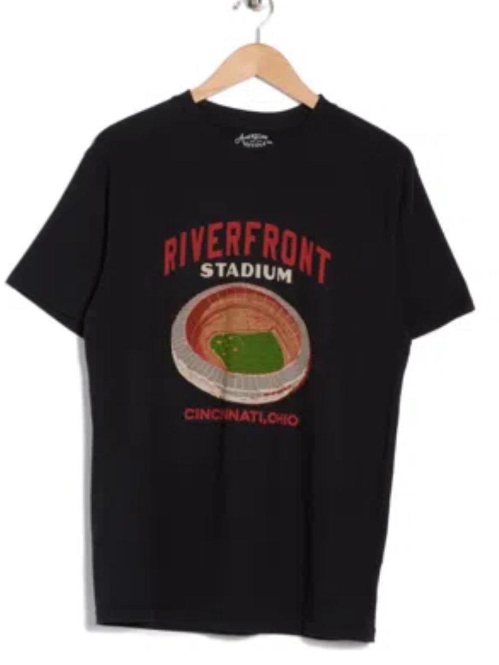 AMERICAN NEEDLE MENS RIVERFRONT STADIUM T-SHIRT CINCINNATI OHIO BLACK MEDIUM NEW